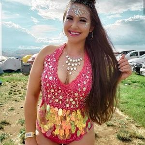 Sequin and Rhinestone Rave Bodysuit